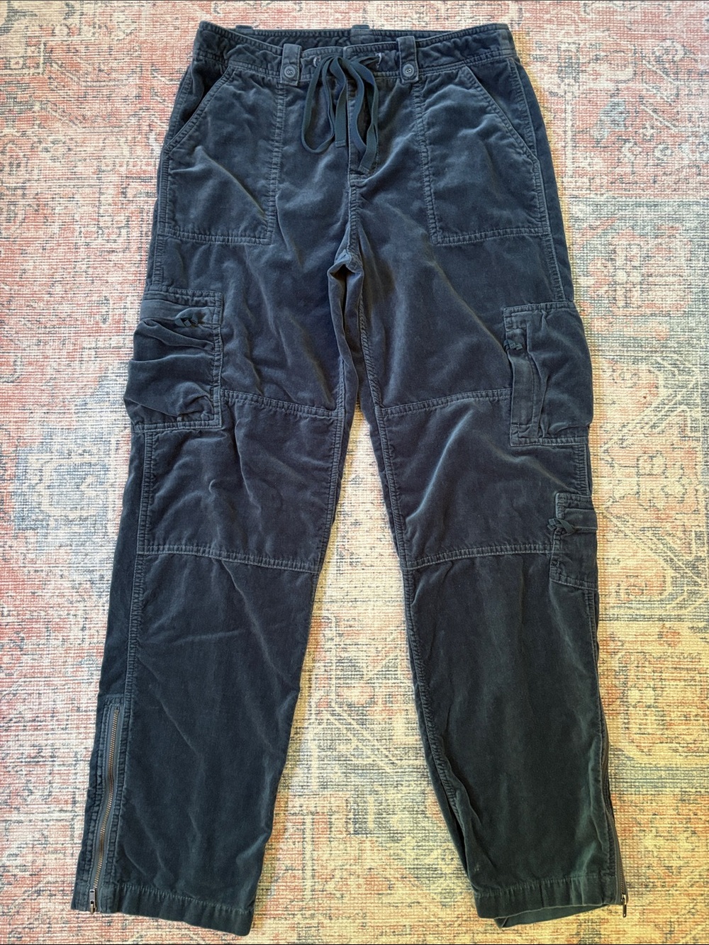 Sundance Velvet Cargo Pants with Drawstring Waist Size 6